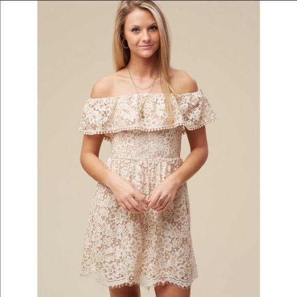 Altar’d State Off the Shoulder Lace Dress - Picture 1 of 8